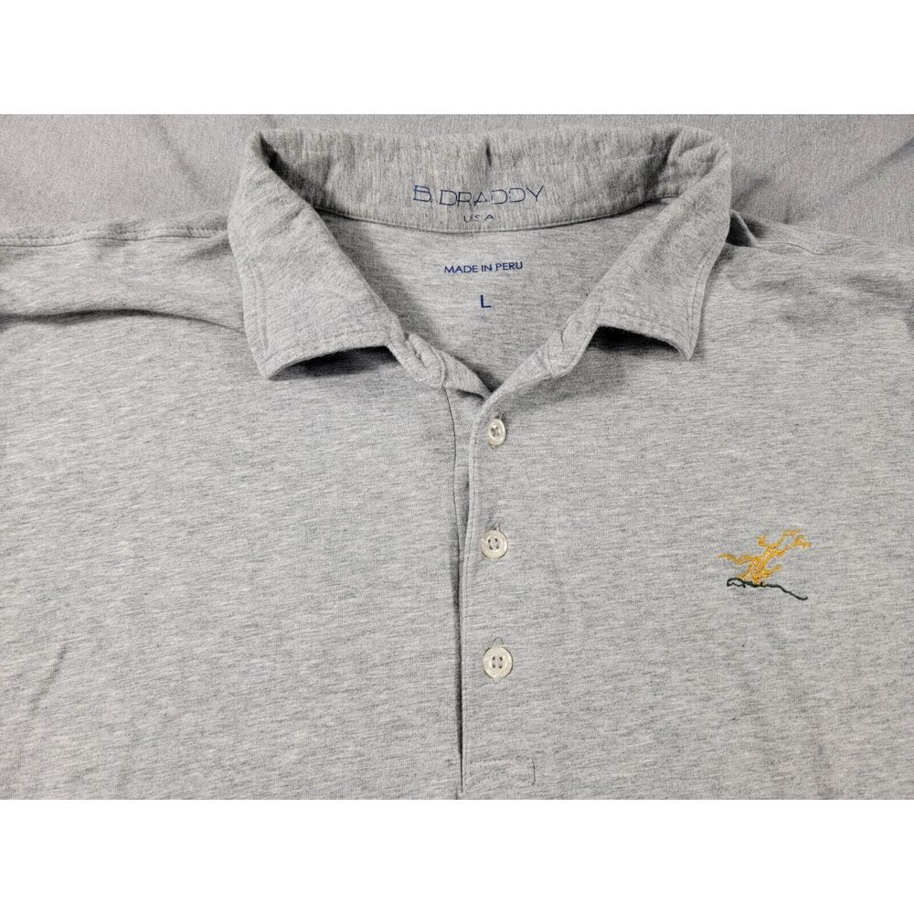 B Draddy Polo‎ Large Heather Gray L/S Golf Shirt Pima Stretch Cotton Performance